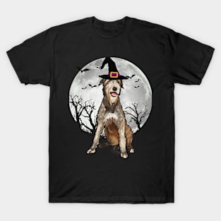 Scary Irish Wolfhound Dog Witch Hat Halloween T-Shirt